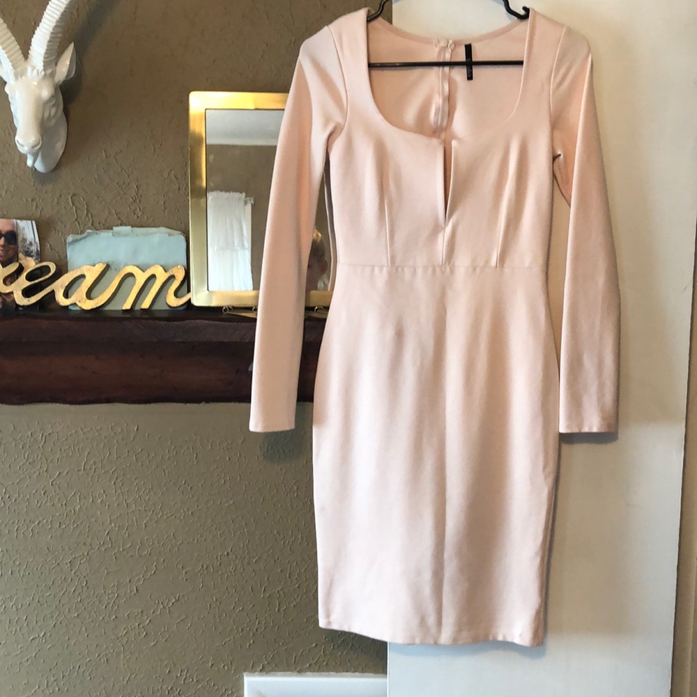 Light pink long sleeve midi dress